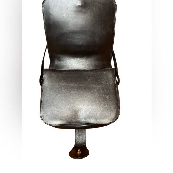 Vintage Authentic Gucci Black Leather Shoulder Bag Purse Gold Interlocking G’s - Picture 3 of 12